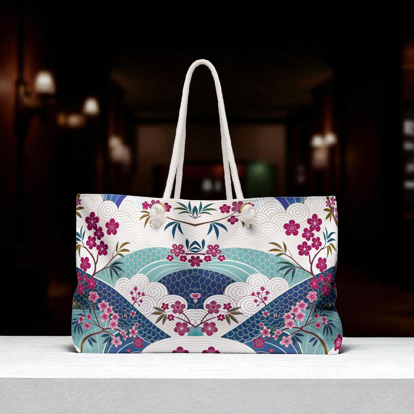 Stylish Floral Weekender Bag, Travel Tote, Floral Travel Bag