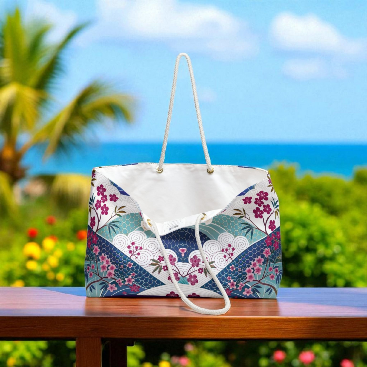 Japan Inspired Stylish Floral Weekender Bag, Travel Tote, Floral Travel Bag