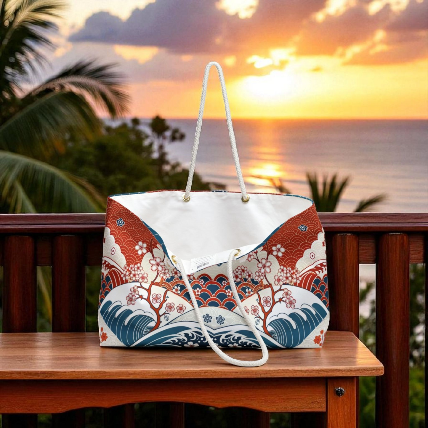 Stylish Weekender Bag with Floral Wave Design | Perfect for Travel