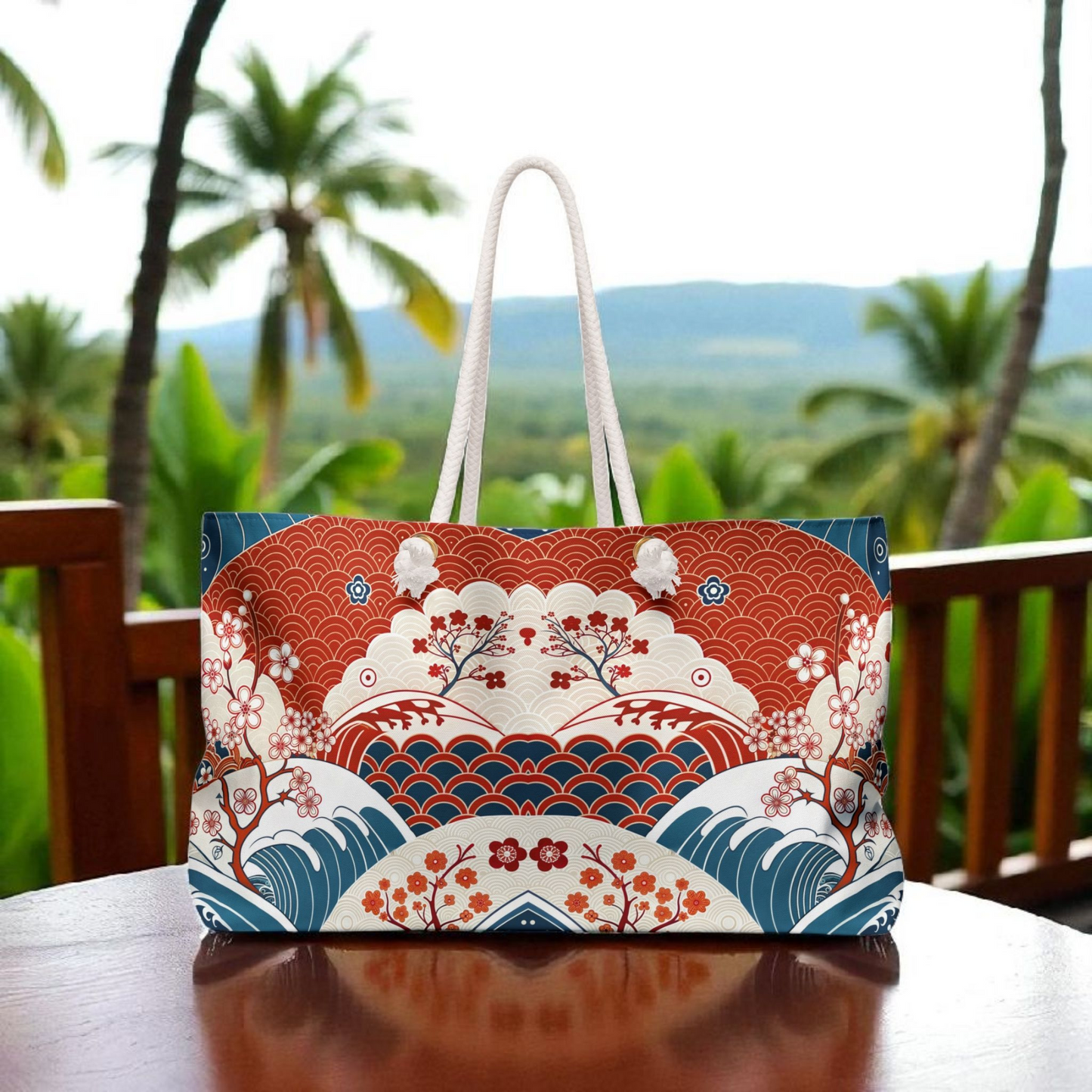 Stylish Weekender Bag with Floral Wave Design | Perfect for Travel