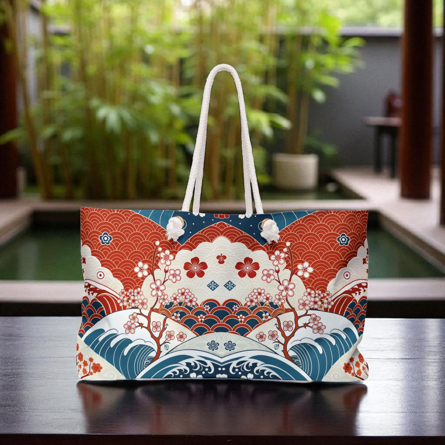 Stylish Weekender Bag with Floral Wave Design | Perfect for Travel