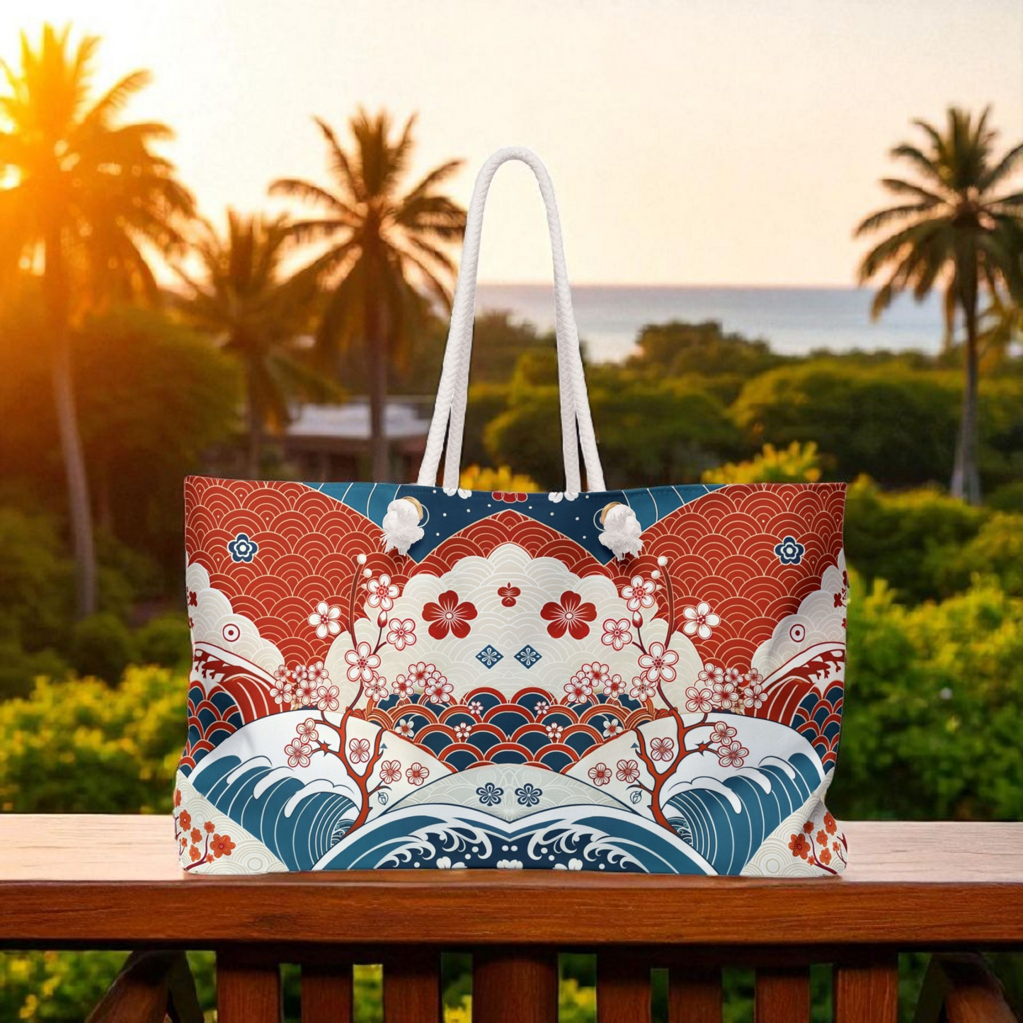 Stylish Weekender Bag with Floral Wave Design | Perfect for Travel