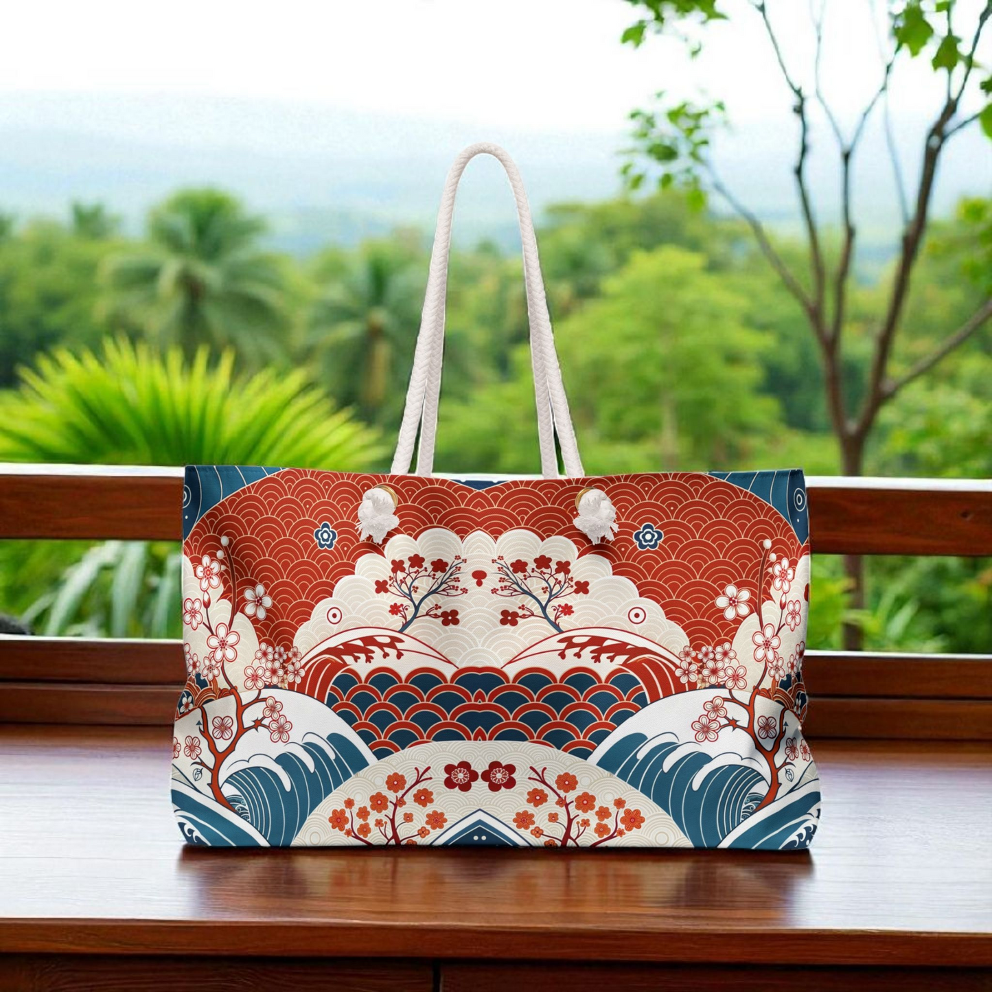 Stylish Weekender Bag with Floral Wave Design | Perfect for Travel