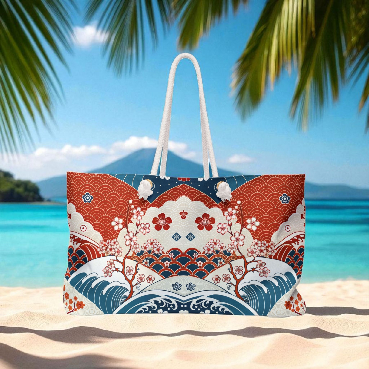 Stylish Weekender Bag with Floral Wave Design | Perfect for Travel