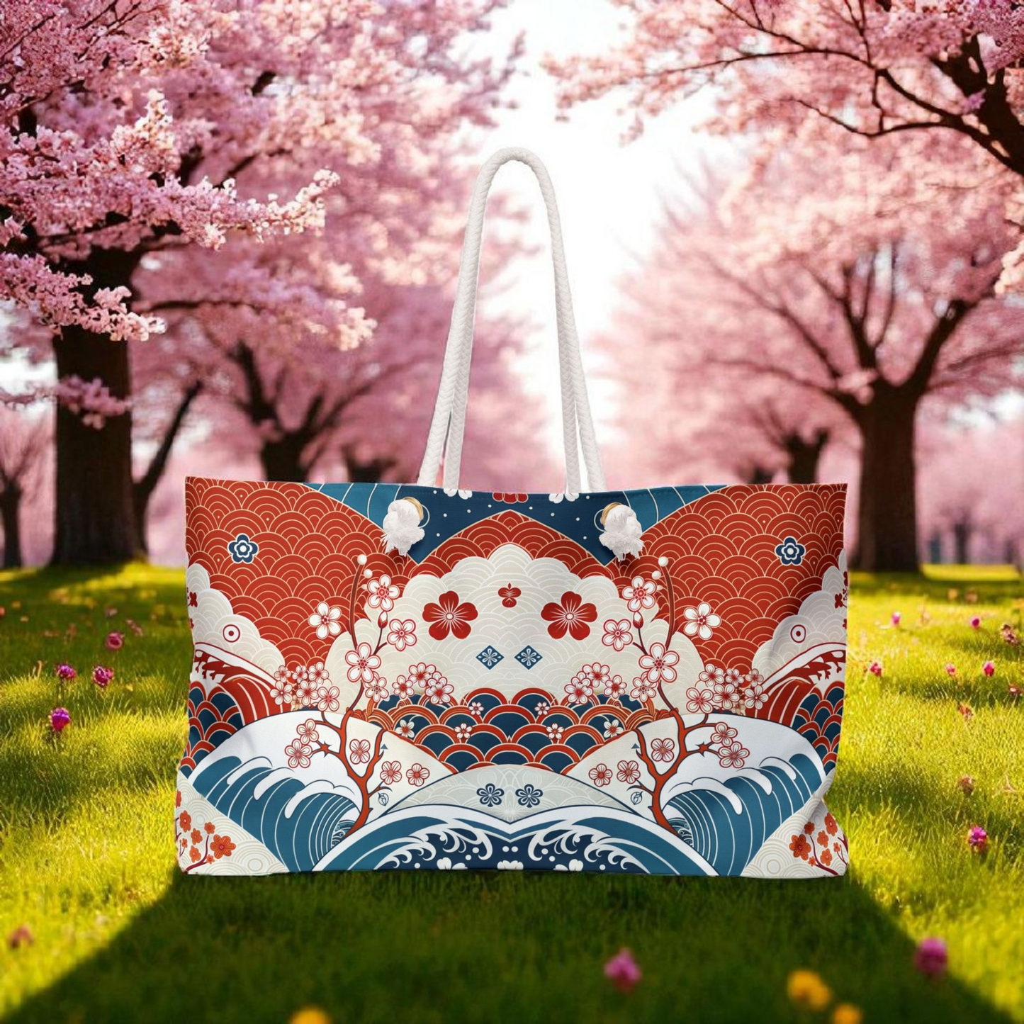Stylish Weekender Bag with Floral Wave Design | Perfect for Travel