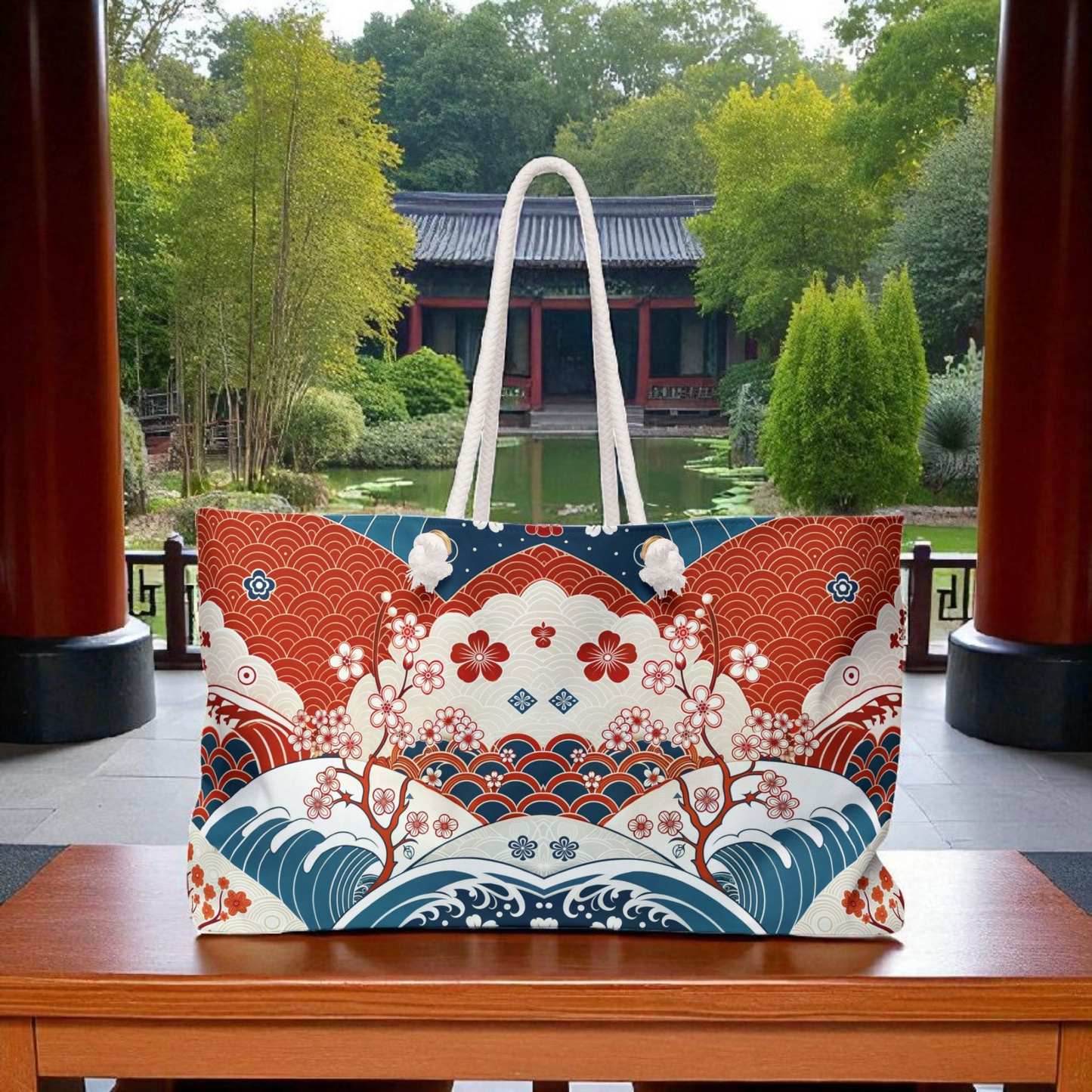 Stylish Weekender Bag with Floral Wave Design | Perfect for Travel