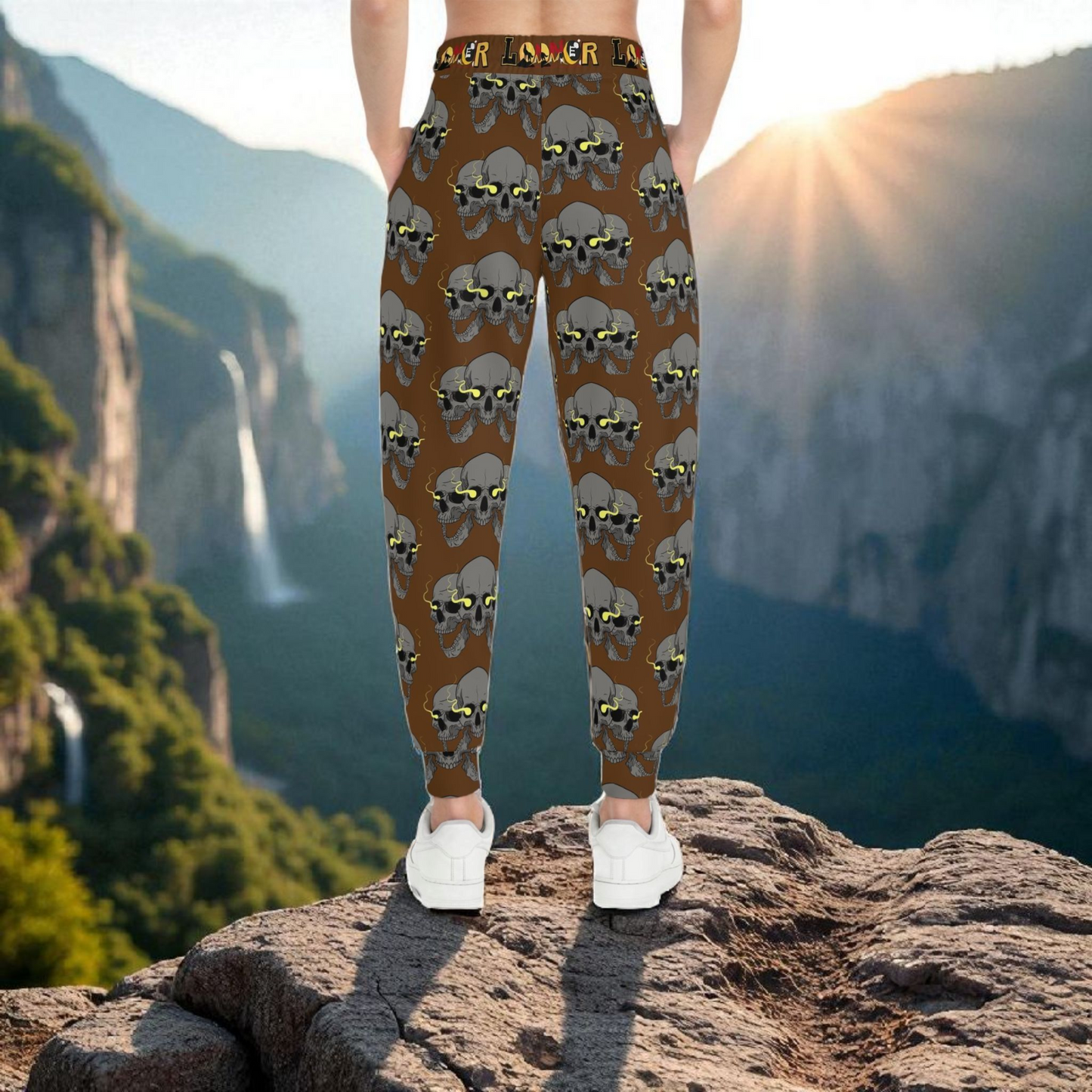 Unisex Skull Print Athletic Joggers, Trendy Loungewear, Casual Fitness Pants