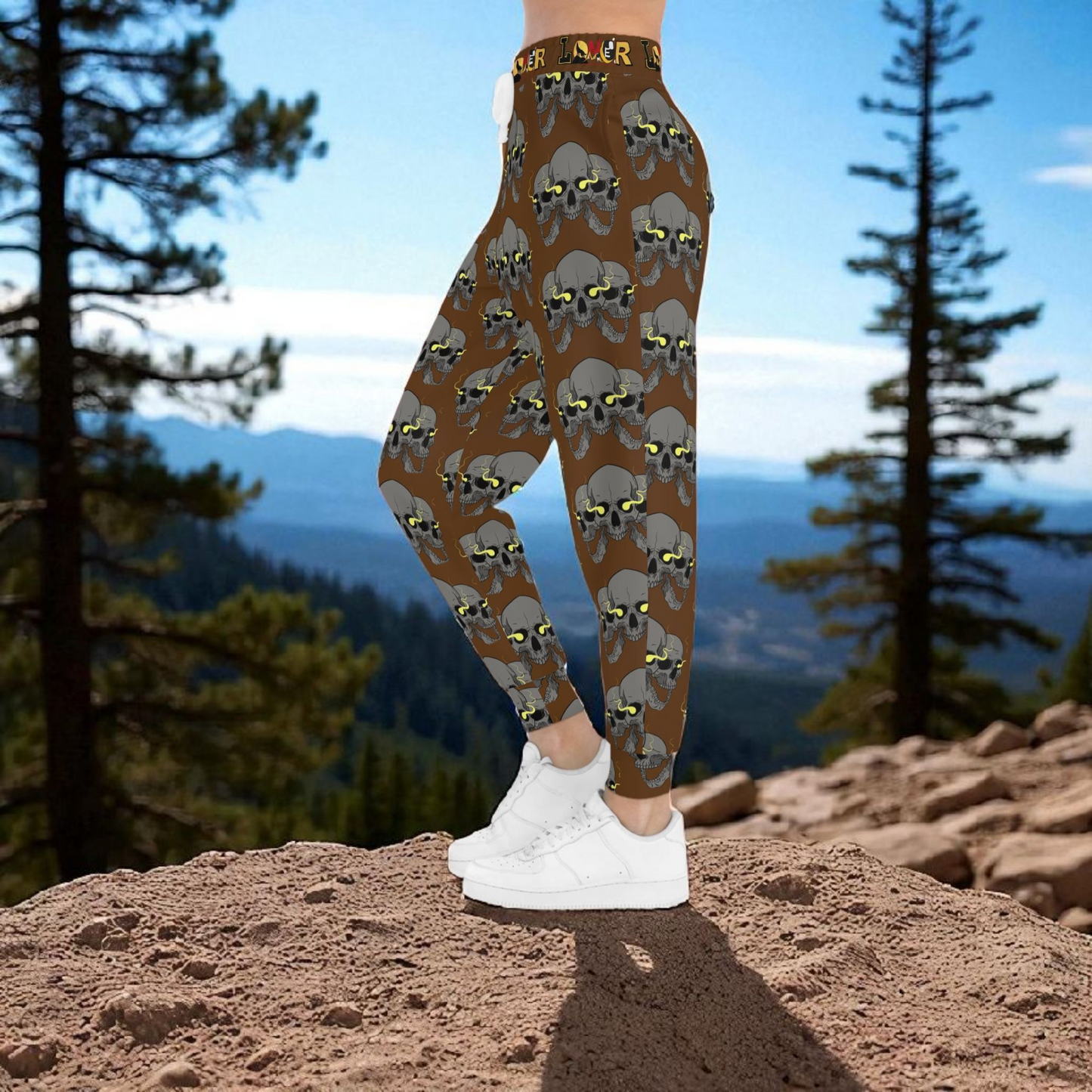 Unisex Skull Print Athletic Joggers, Trendy Loungewear, Casual Fitness Pants