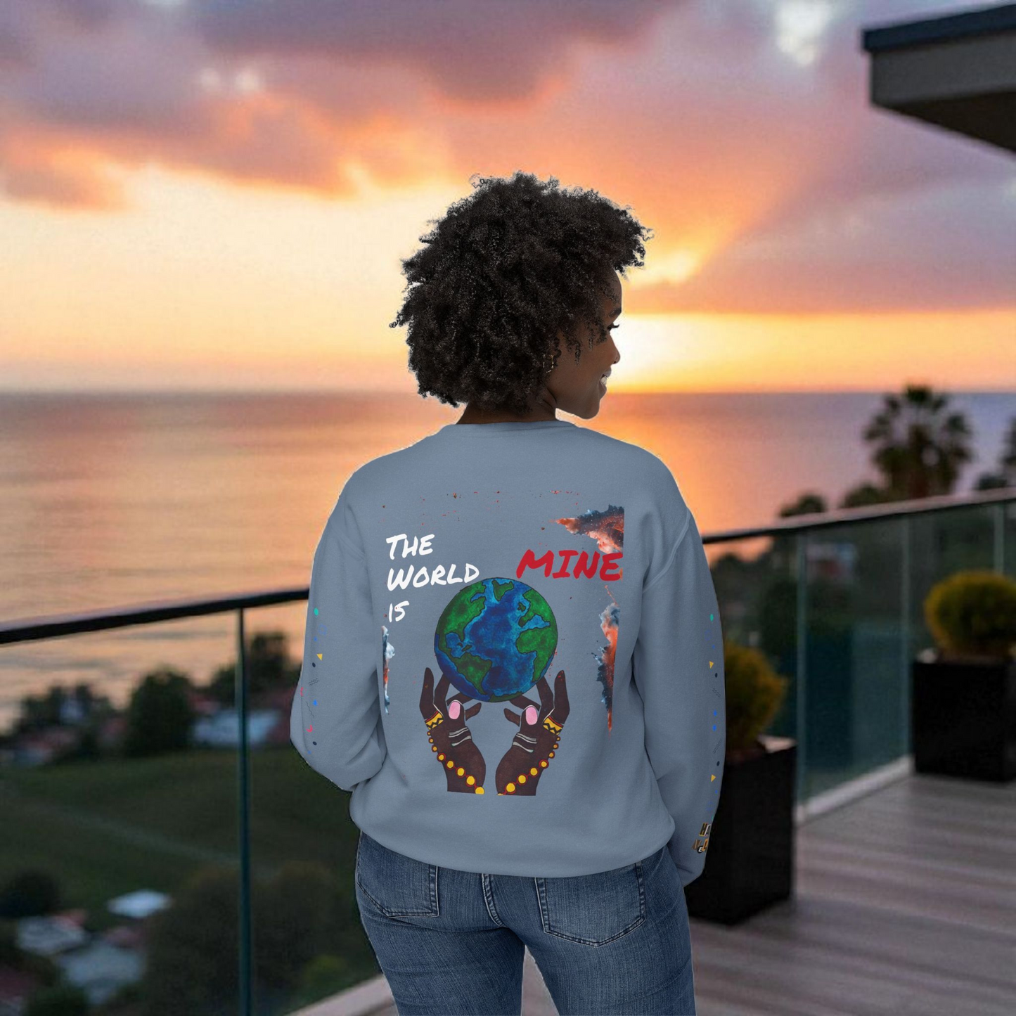 Galaxy Art Unisex Sweatshirt, Handcrafted Space Design, Celestial Print