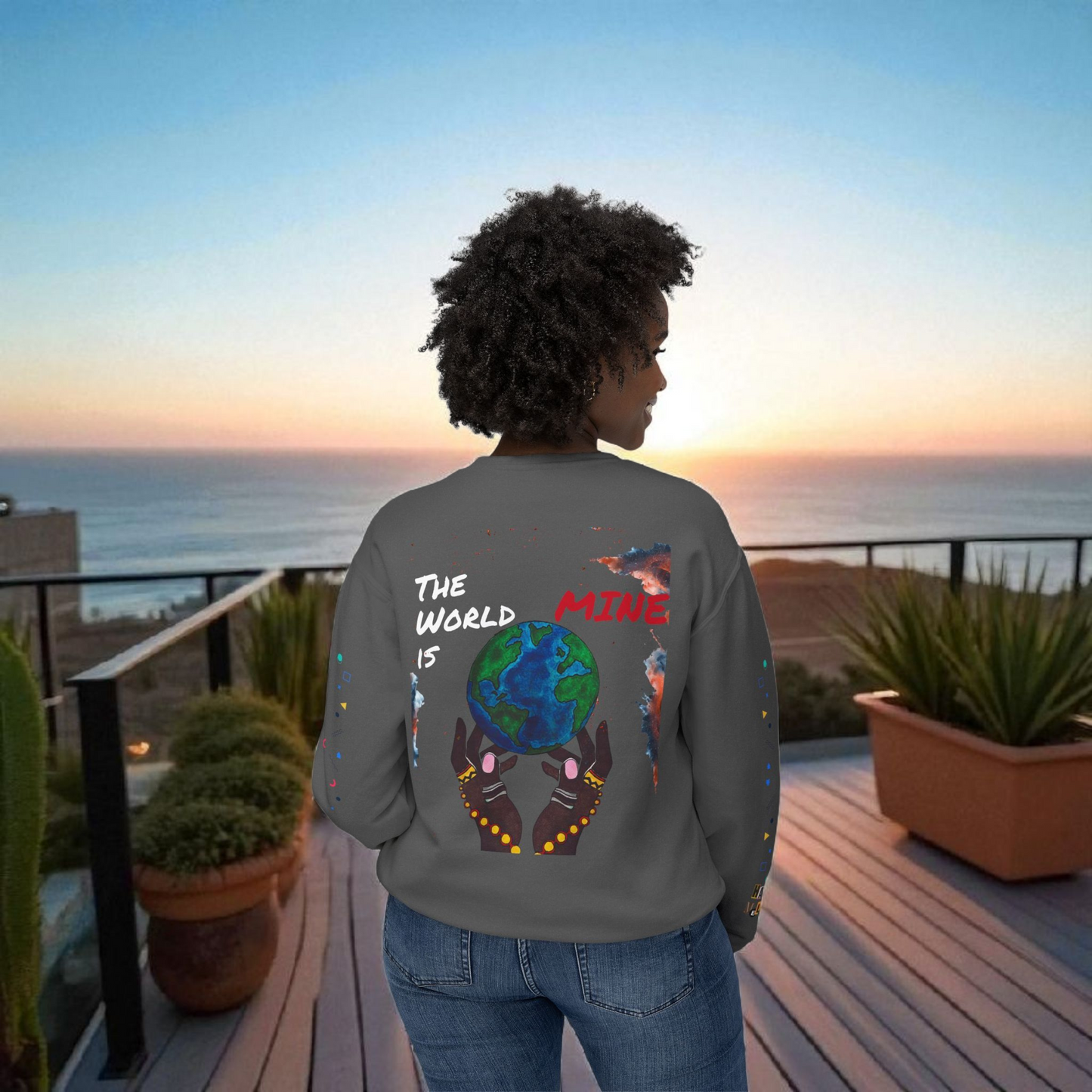 Galaxy Art Unisex Sweatshirt, Handcrafted Space Design, Celestial Print