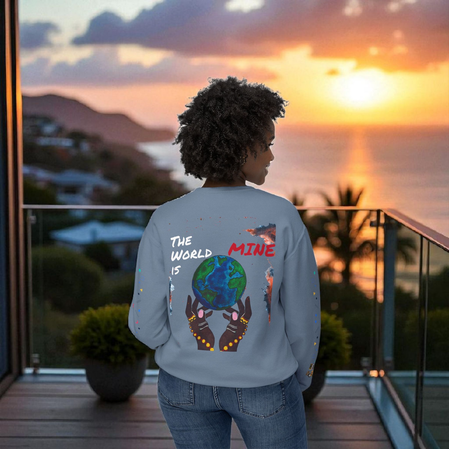 Galaxy Art Unisex Sweatshirt, Handcrafted Space Design, Celestial Print
