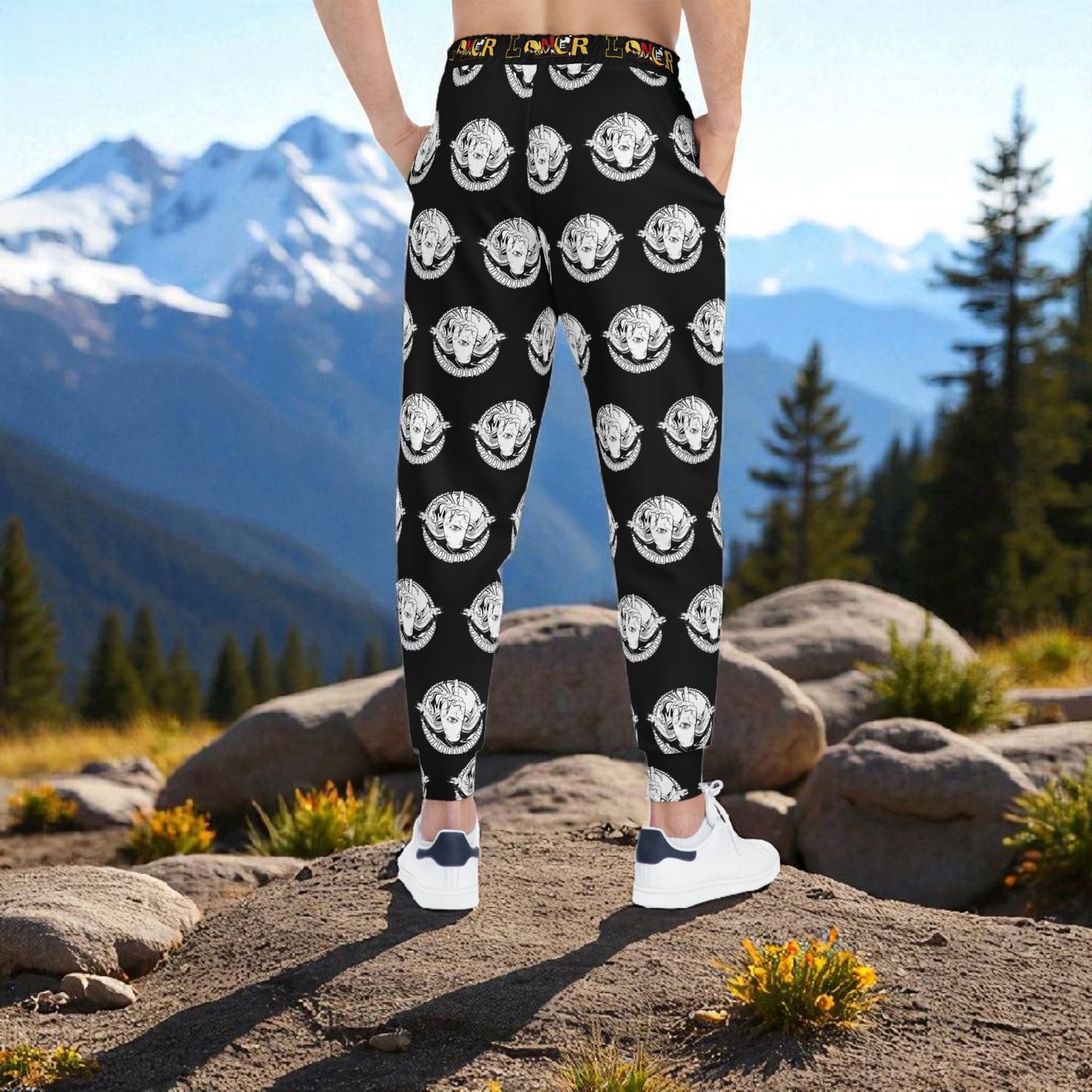 Funky Graphic Athletic Joggers, Unique Sweatpants for Workout, Casual Wear