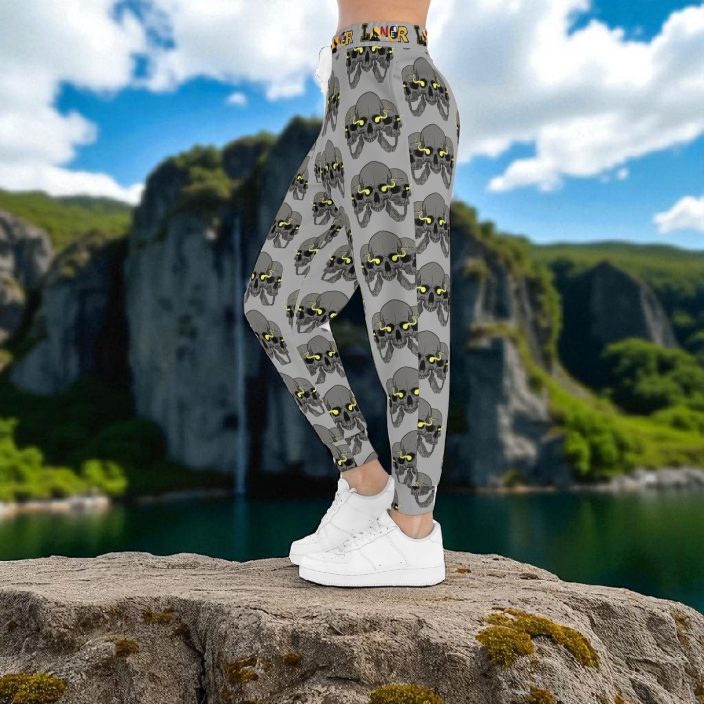 Unisex Skull Print Athletic Joggers, Trendy Loungewear, Casual Fitness Pants