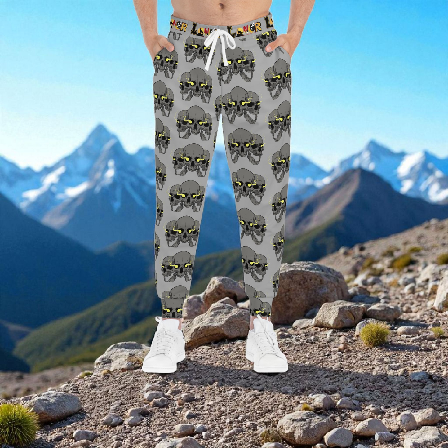 Unisex Skull Print Athletic Joggers, Trendy Loungewear, Casual Fitness Pants