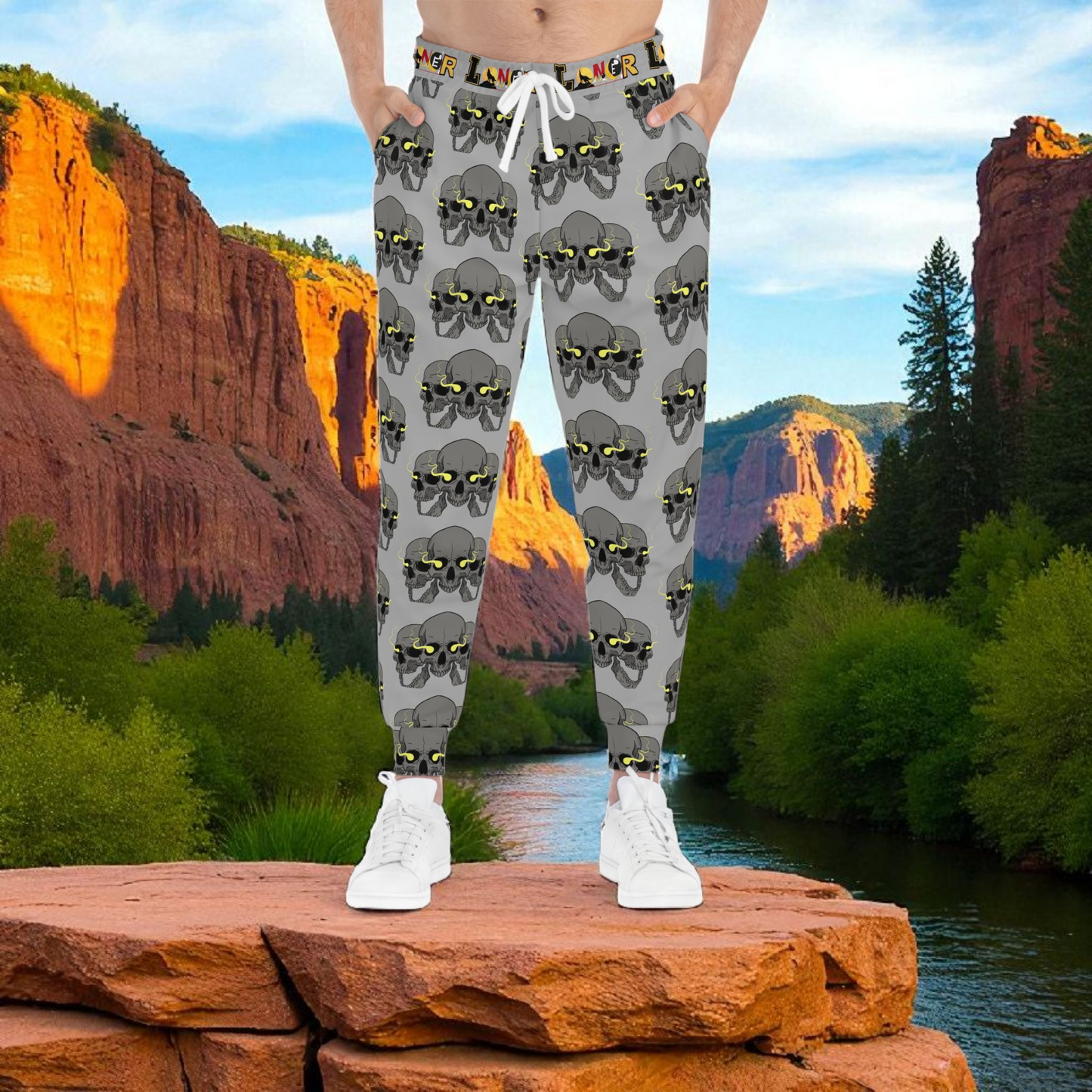 Unisex Skull Print Athletic Joggers, Trendy Loungewear, Casual Fitness Pants