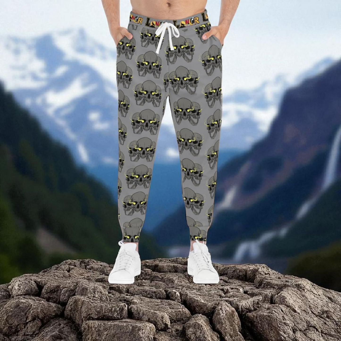 Unisex Skull Print Athletic Joggers, Trendy Loungewear, Casual Fitness Pants