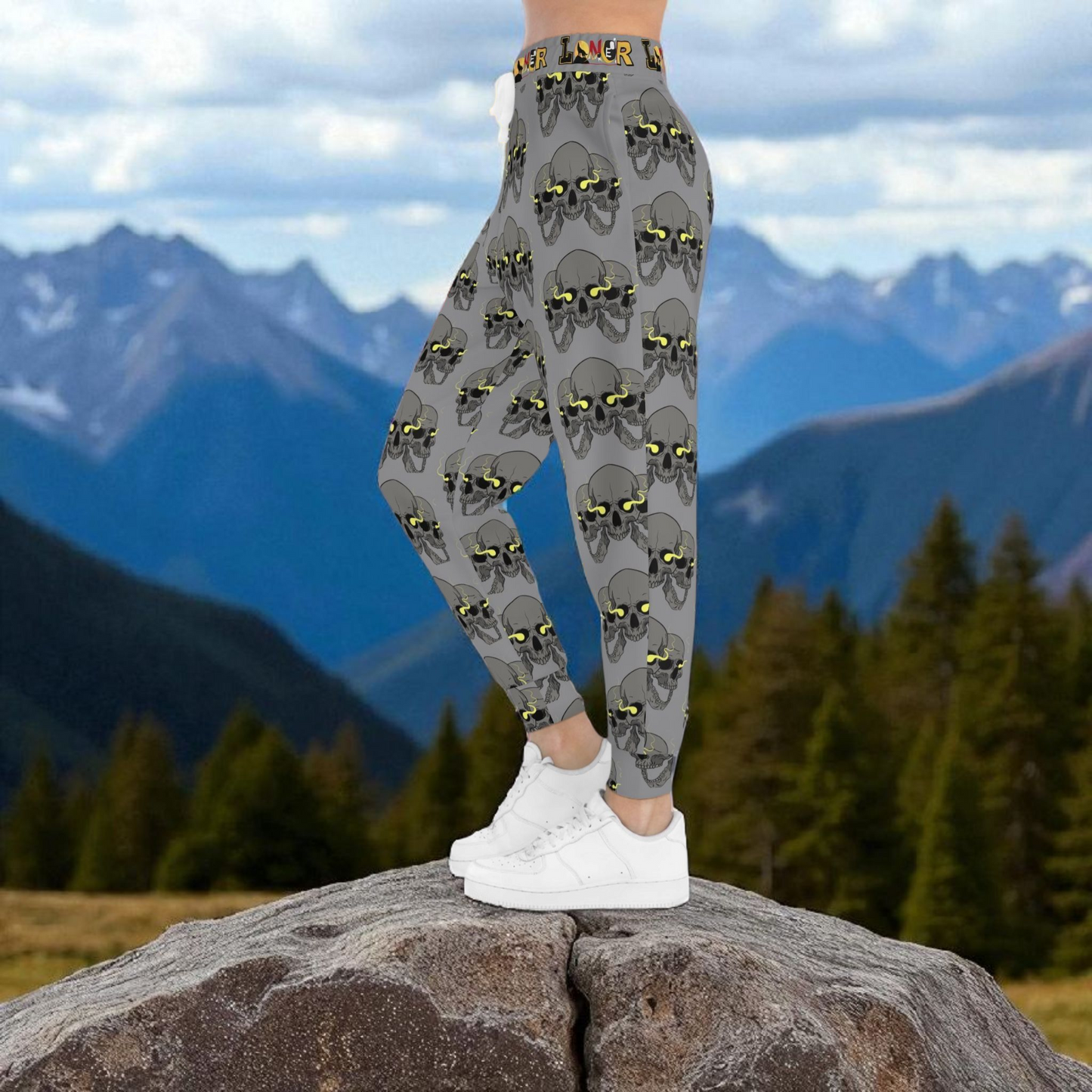 Unisex Skull Print Athletic Joggers, Trendy Loungewear, Casual Fitness Pants