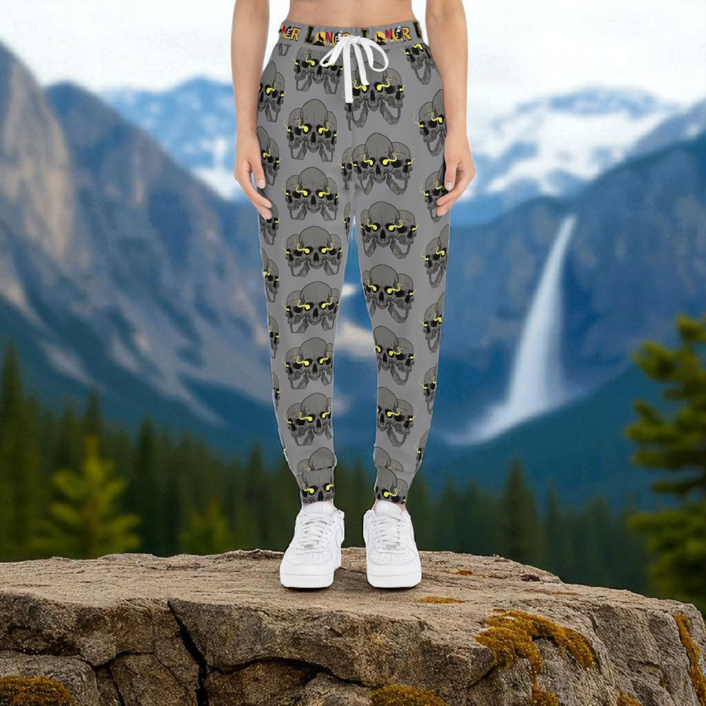 Unisex Skull Print Athletic Joggers, Trendy Loungewear, Casual Fitness Pants