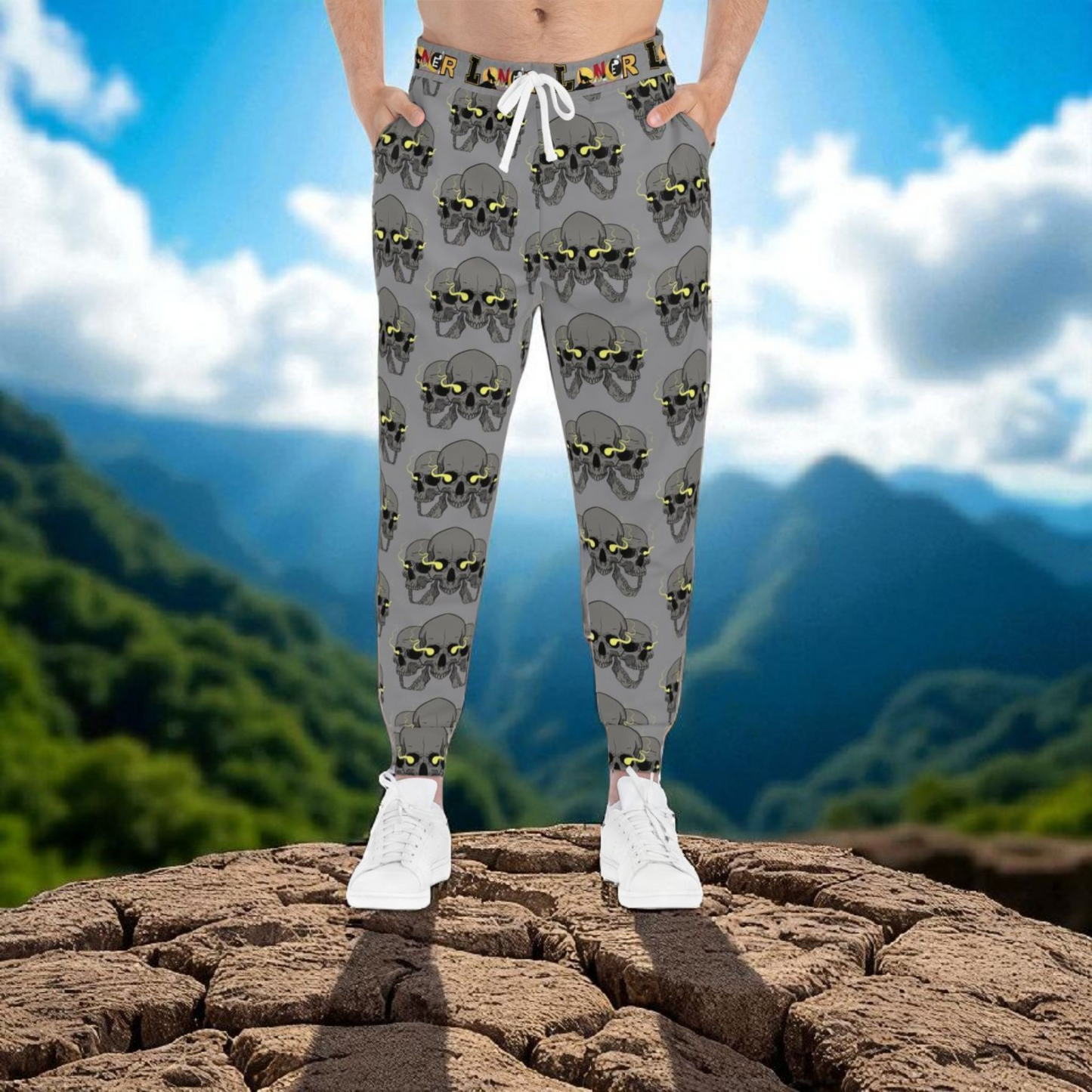 Unisex Skull Print Athletic Joggers, Trendy Loungewear, Casual Fitness Pants
