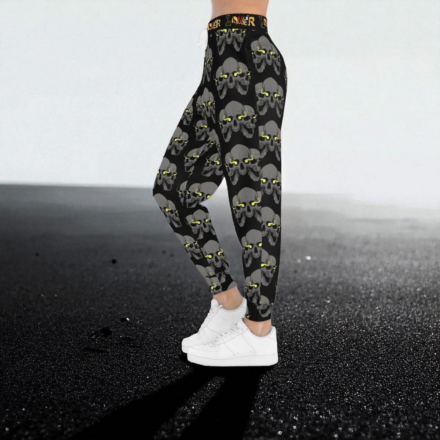 Unisex Gothic Skull Print Athletic Joggers, Trendy Loungewear, Casual Fitness Pants