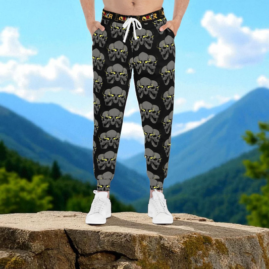 Unisex Gothic Skull Print Athletic Joggers, Trendy Loungewear, Casual Fitness Pants