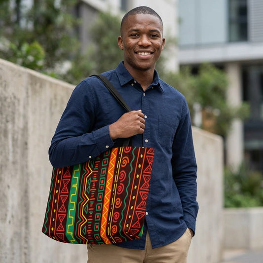 Weekender Tote Bag — Vibrant Afrocentric Tribal Stripe Beach & Travel Tote
