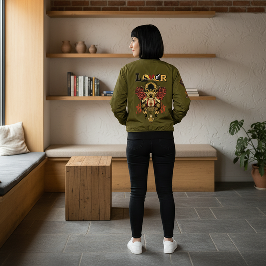 Wolf Themed Women's Illusion Art Graphic Outerwear, Wild Animal Print Coat, Unique Jacket for Her, Statement Clothing