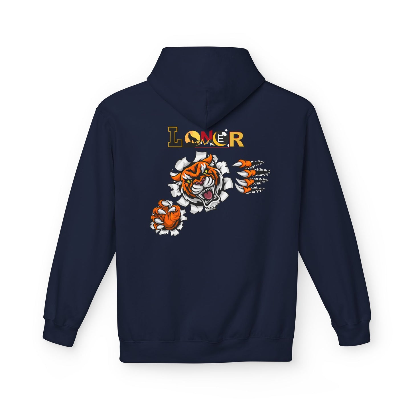 Tiger Graphic Hoodie, Lone Wolf Sweatshirt, Unisex Fleece Pullover, Softstyle, Cozy Animal Print