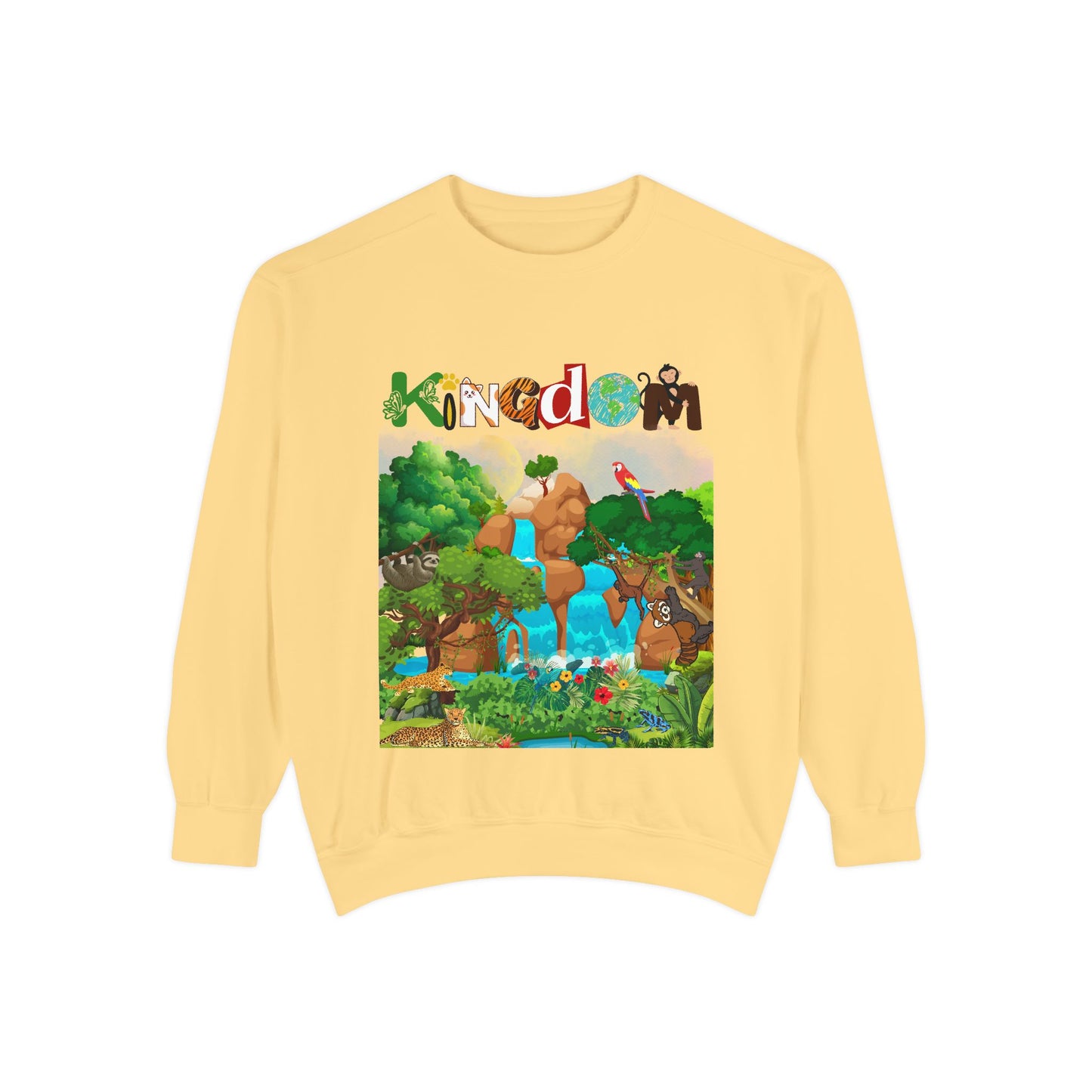 Jungle Animals Waterfall Art Sweatshirt, Animal Lover Gift, Wildlife Clothing, Rainforest Jumper