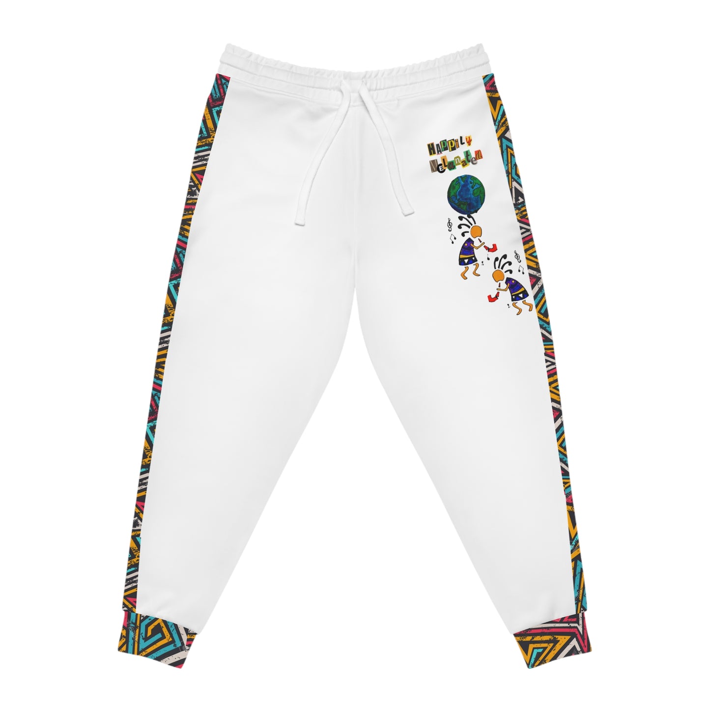 Afro Music Cartoon Art Athletic Joggers, Unisex Sweatpants, African Dance Jogging Pants