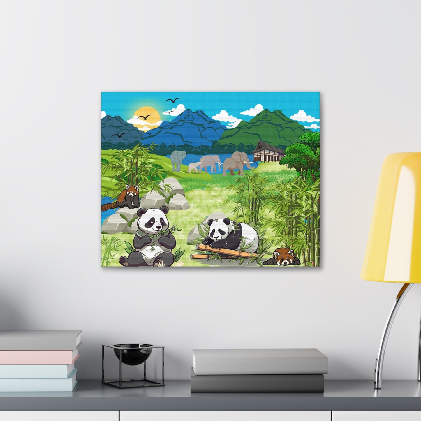 Panda Wall Art Canvas, Gallery Wraps, Panda Canvas Print, Home Decor