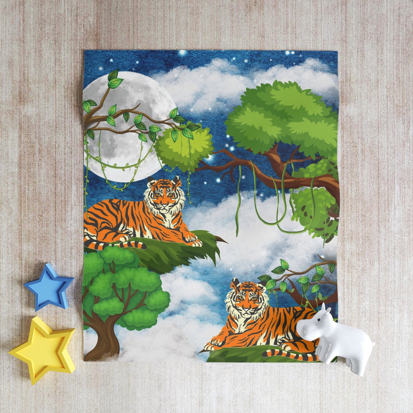 Tiger Jungle Throw Blanket, Cozy Home Decor, Kids Room Blanket, Nature Inspired
