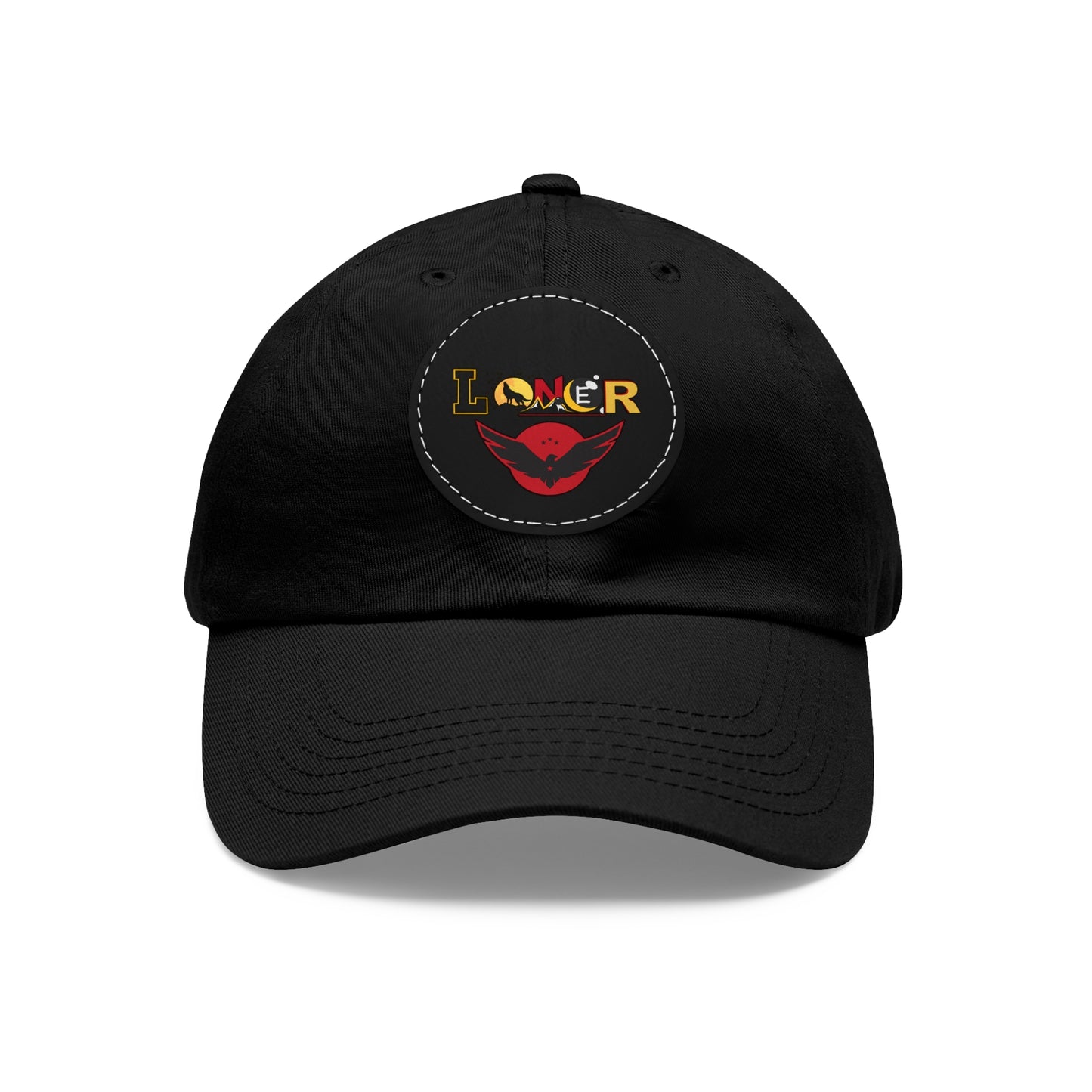 Dad Hat - Lone Wolf Themed Unisex Dad Hat with Leather Patch (Round) Unisex