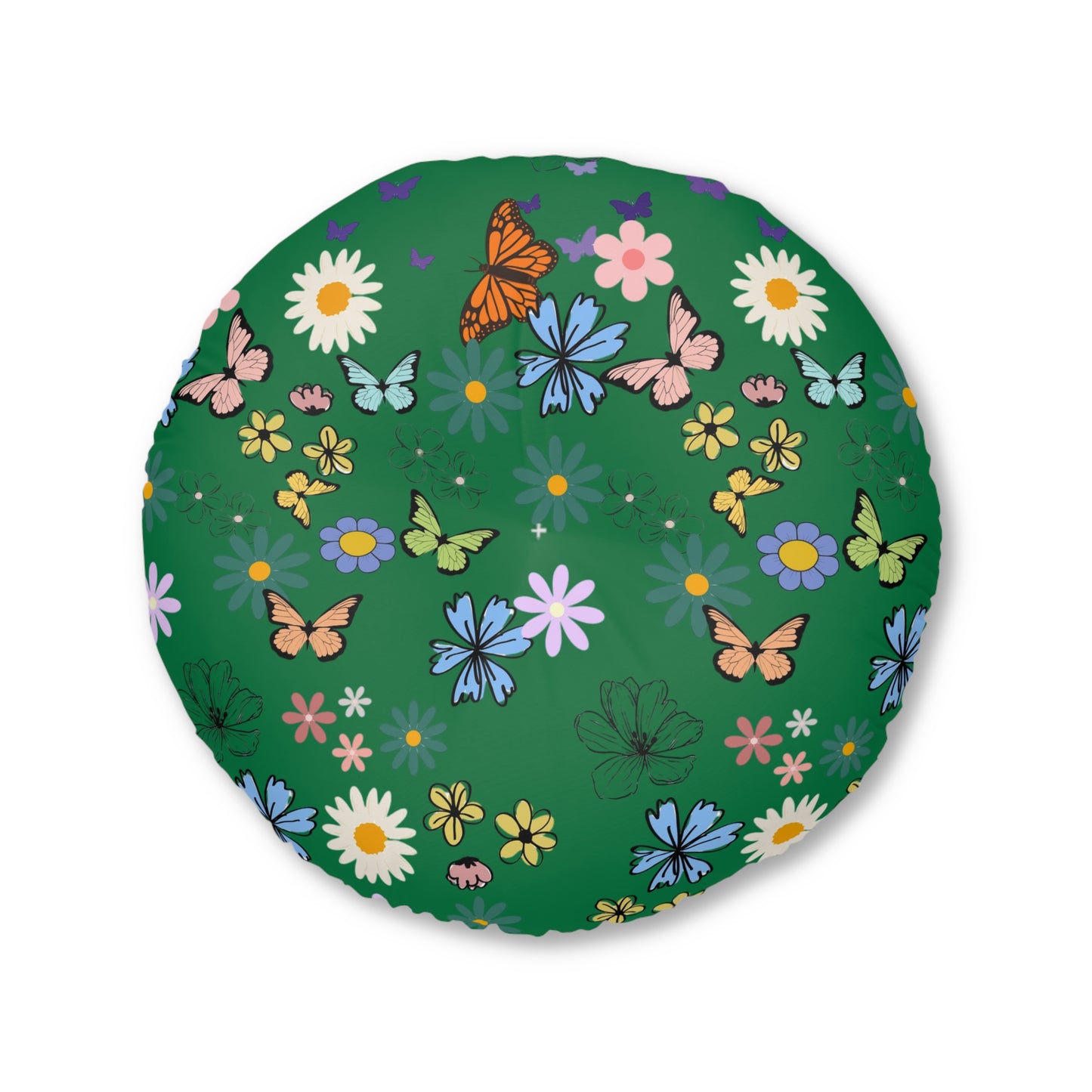 Floral Tufted Floor Pillow - Round Cushion for Cozy Decor