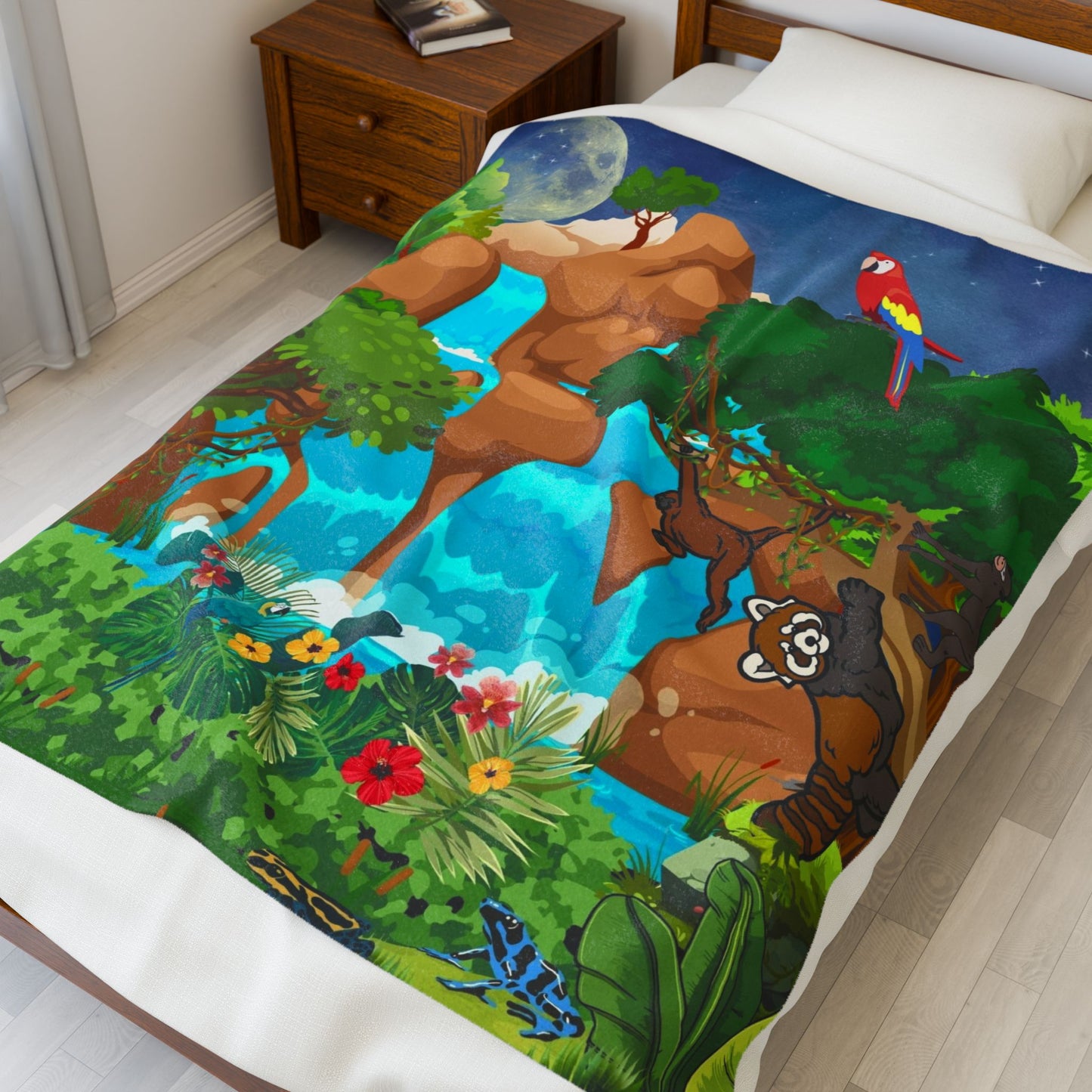 Tropical Jungle Velveteen Plush Blanket - Cozy Throw for Nature Lovers, Home Decor