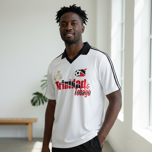 Trinidad Flag Themed Contrast Collar Striped Soccer Unisex Jersey