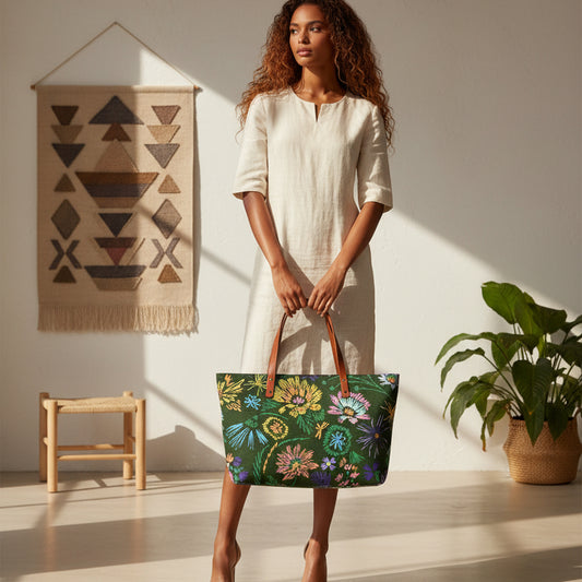 Vintage Inspired Floral Themed Women's Tote Bag | Diving Cloth