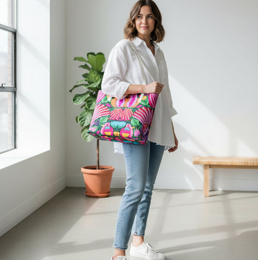 Orthinology Botanical Inspired Stylish PU Leather Tote Bag