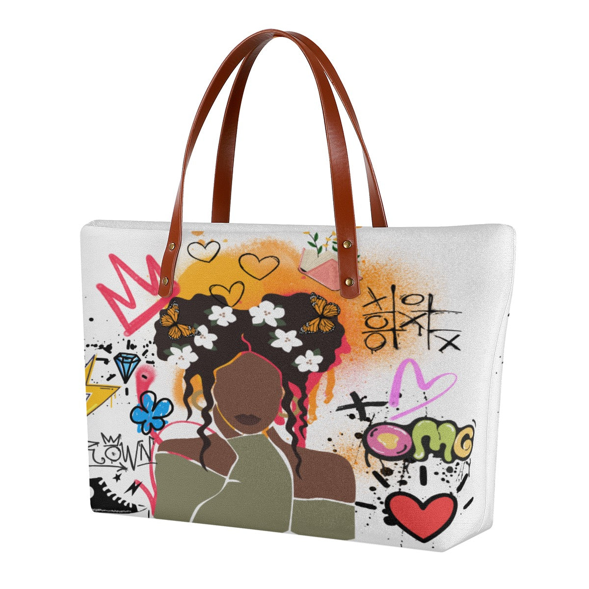 Graffiti Afro Art Themed Women's Tote Bag | Diving Cloth
