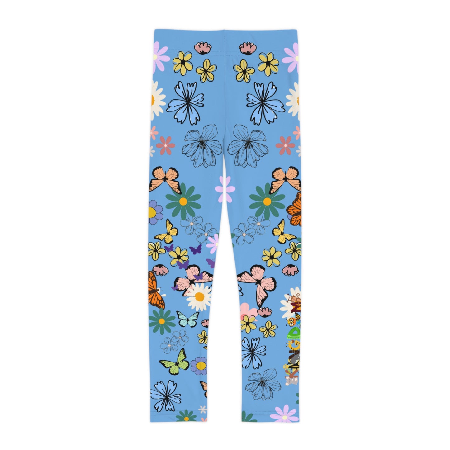Colorful Floral Kids Leggings - Playful Butterfly & Flower Design