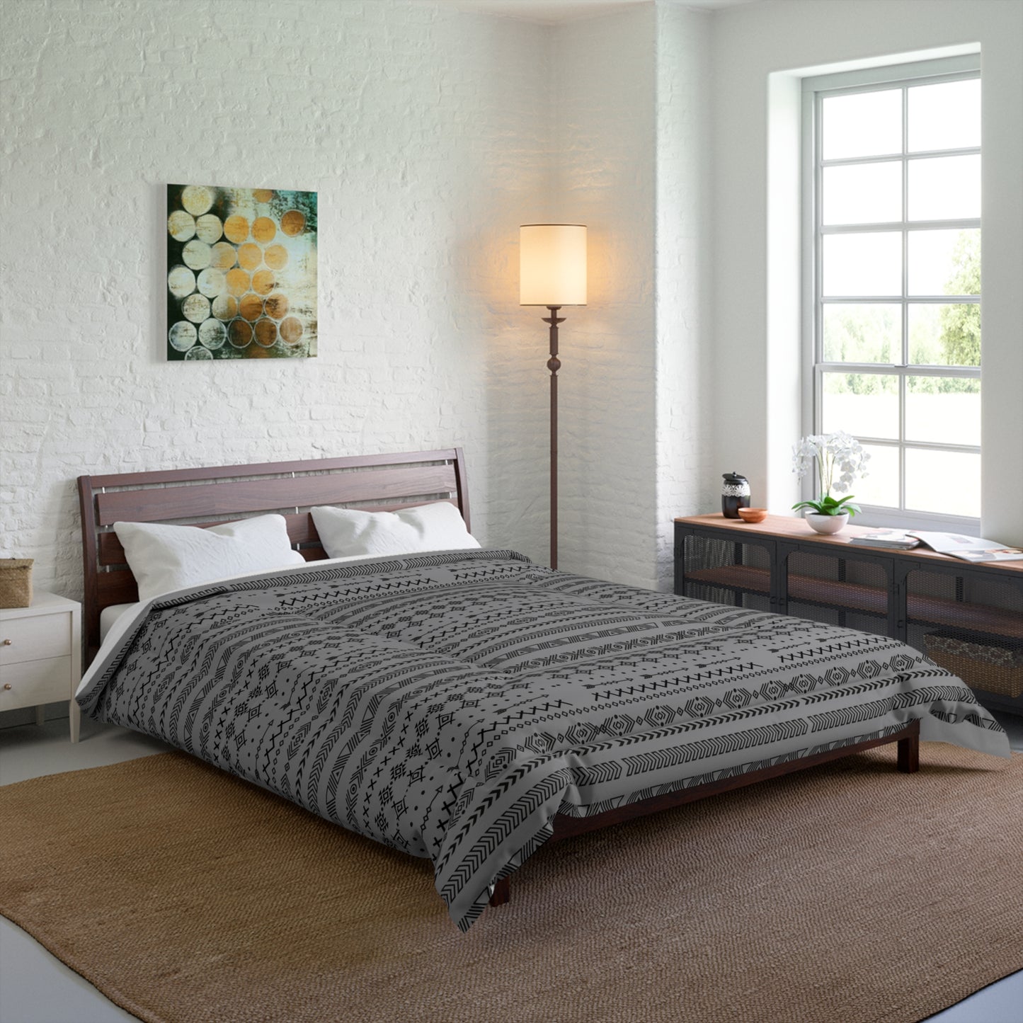 Bohemian Geometric Comforter, Cozy Blanket for Home Decor, Boho Style Bedding