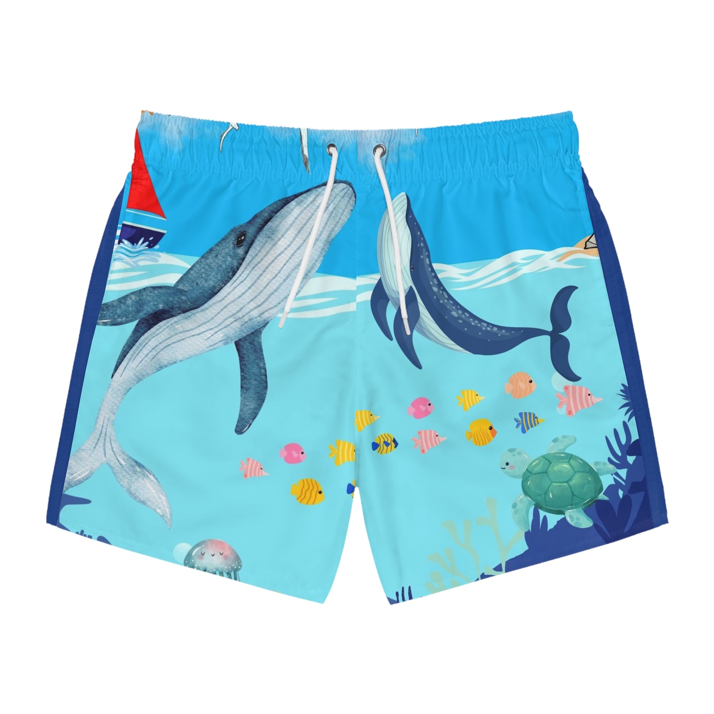 Ocean Adventure Swim Trunks - Fun Whale and Sea Life Design