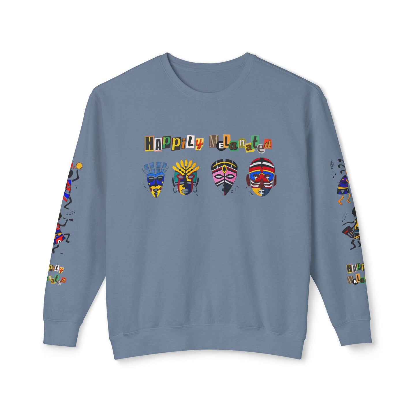 Handcrafted Afro Music Cartoon Graphic Unisex Lightweight Crewneck Sweatshirt