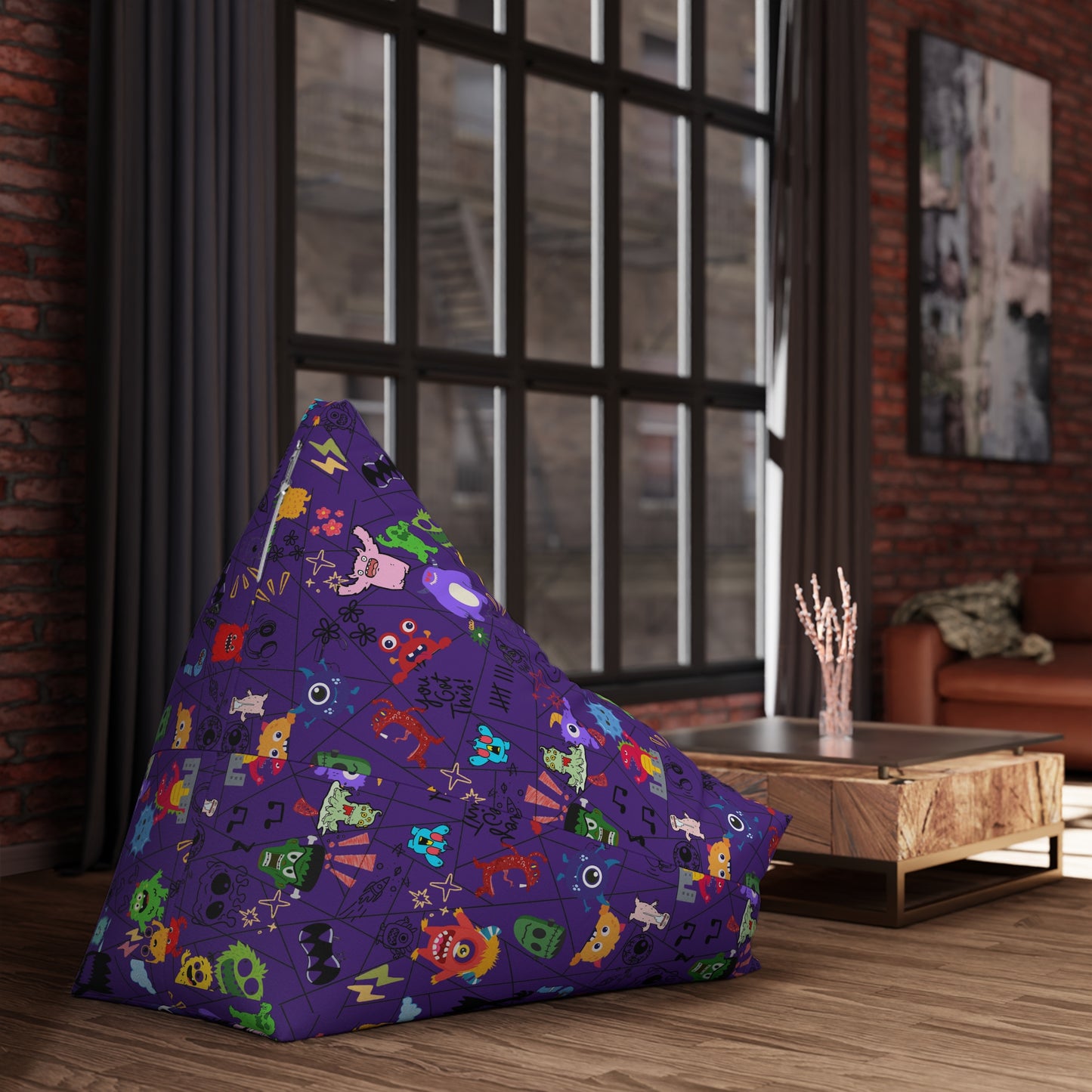Kids' Fun Bean Bag Chair Cover - Playful Monsters, Cozy Seating for Sofas, Playrooms
