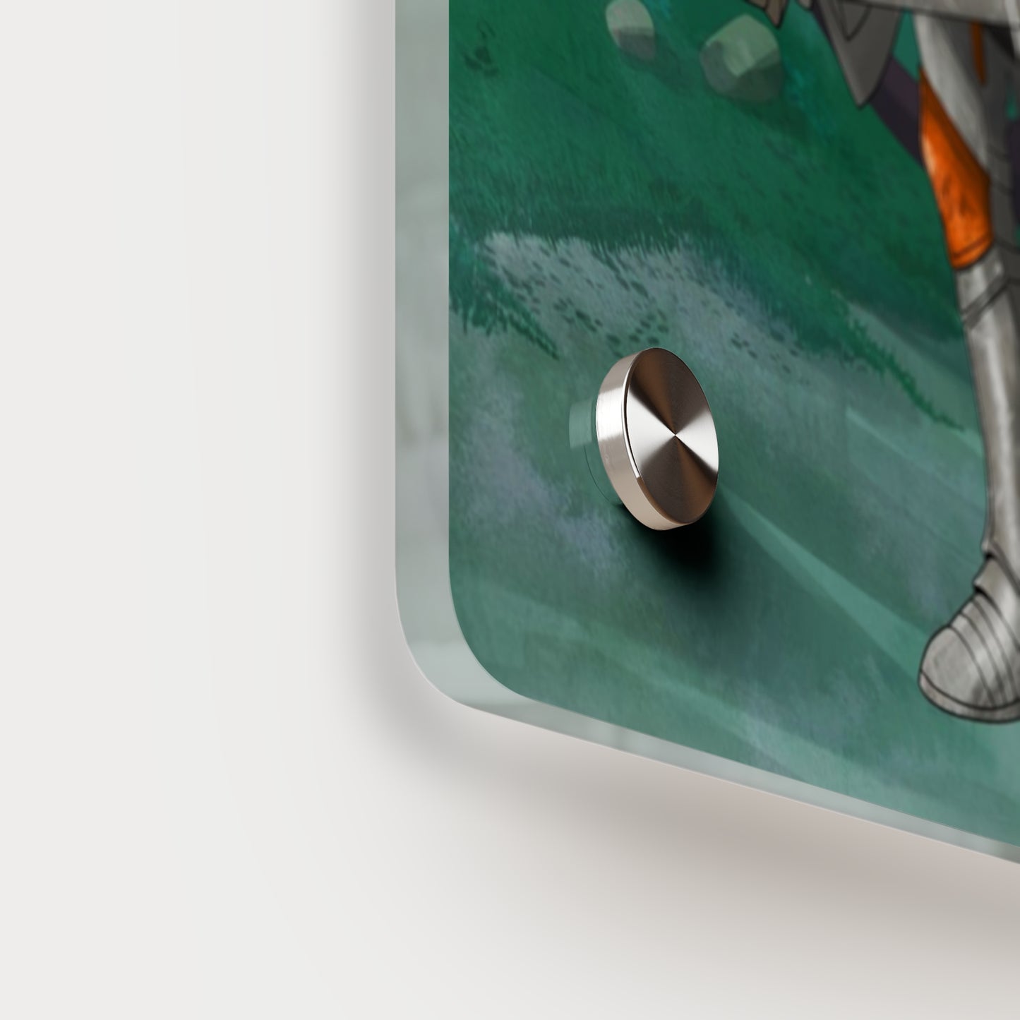 Knight and Dragon Acrylic Wall Art Panel — Fantasy Castle Nightscape Décor