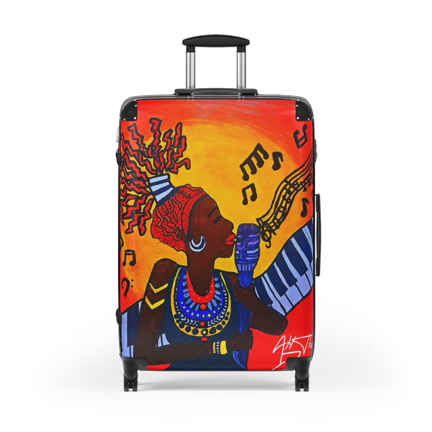 Artistic Travel Suitcase - Vibrant African Music Design