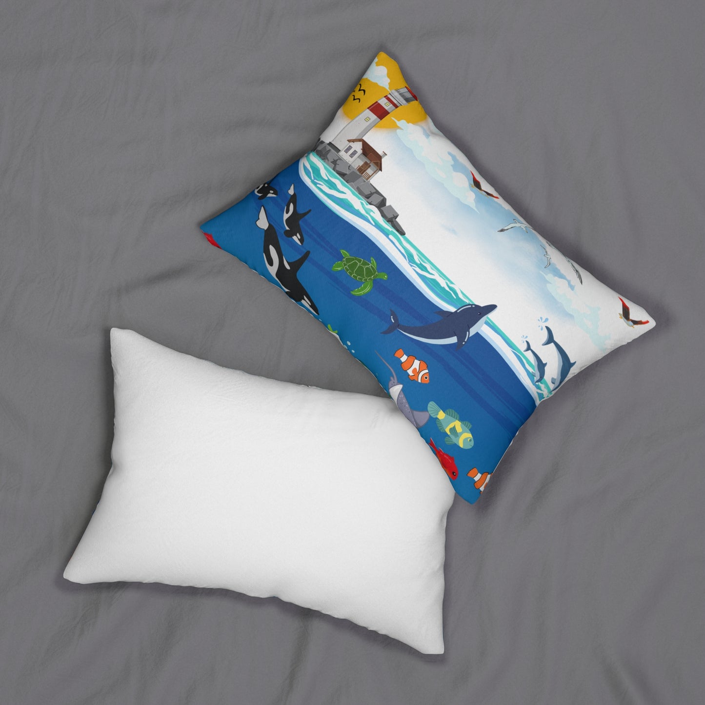 Ocean Adventure Lumbar Pillow - Nautical Marine Decor for Home
