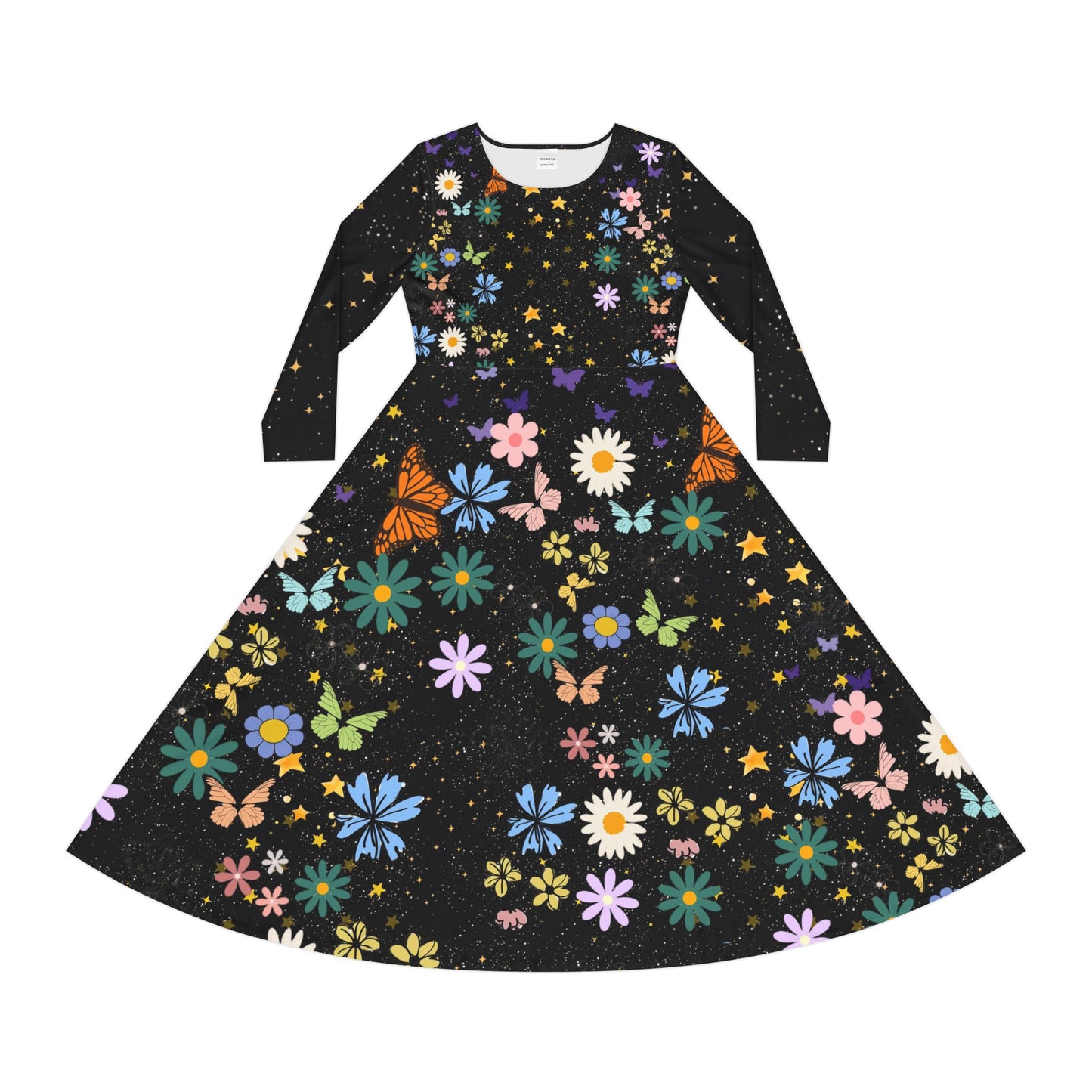 Celestial Floral Long Sleeve Dance Dress - Perfect for Parties, Events, Spring Celebrations