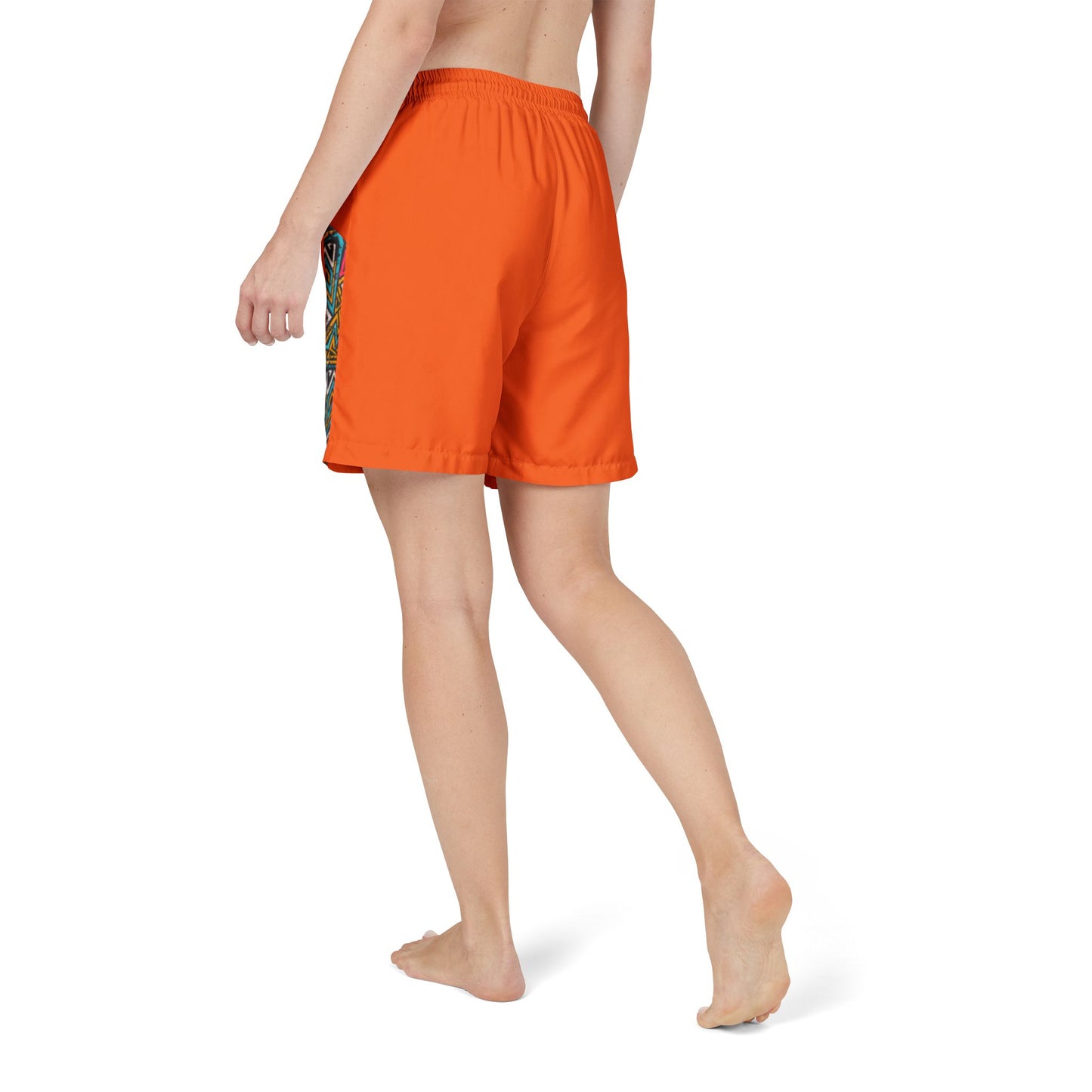 Unisex Afro Boho Swim Shorts with Colorful Tribal Prints, Summer Beachwear