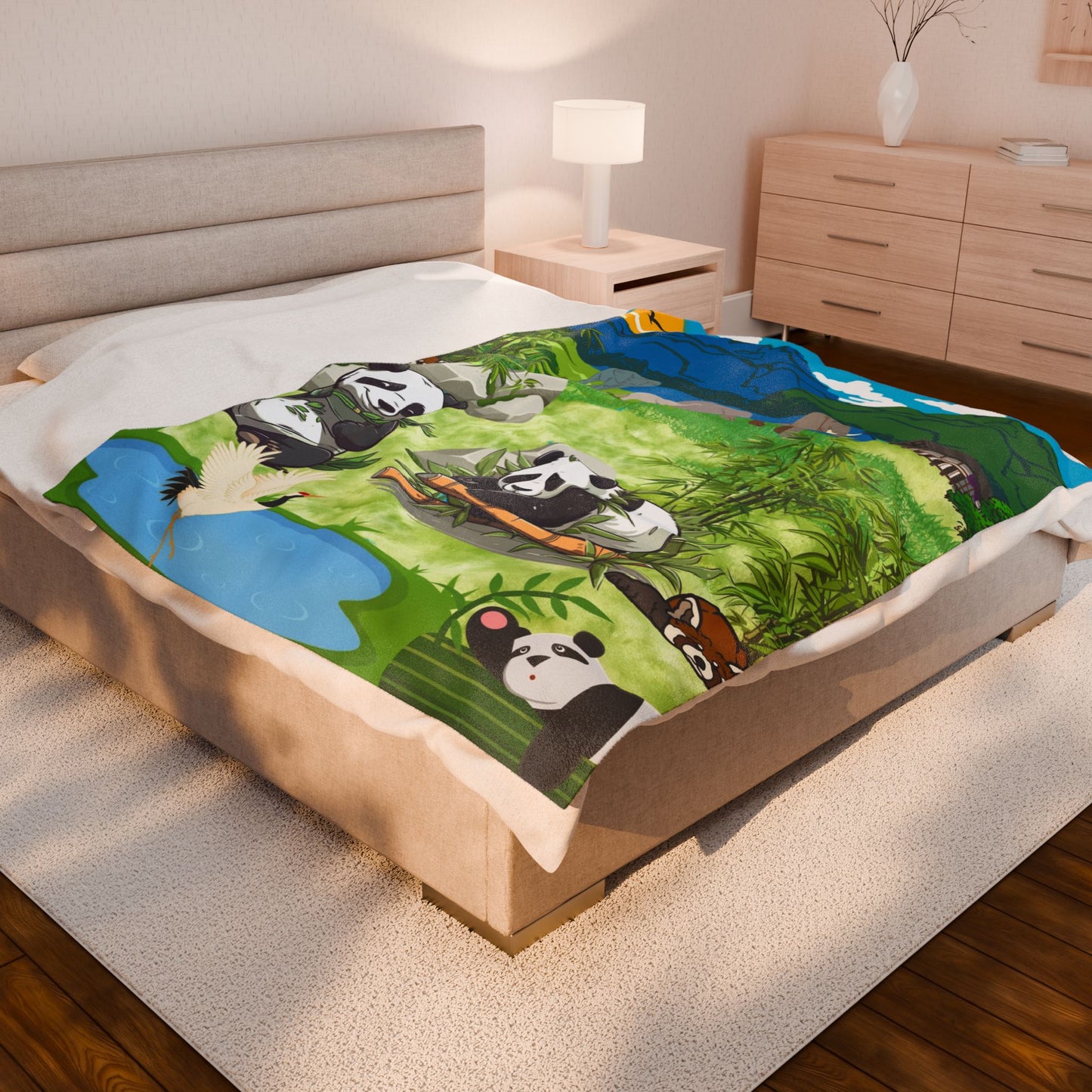 Cozy Panda Plush Blanket, Ideal for Kids' Rooms, Nursery Decor, Animal Lovers Gift